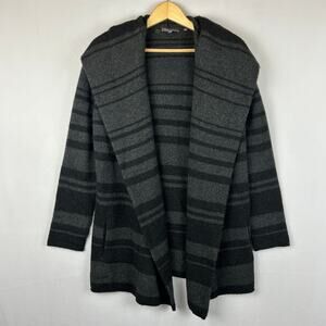 Vince Yak Wool Hooded Open Front Cardigan Black/Gray 72528 Women's Size XS
